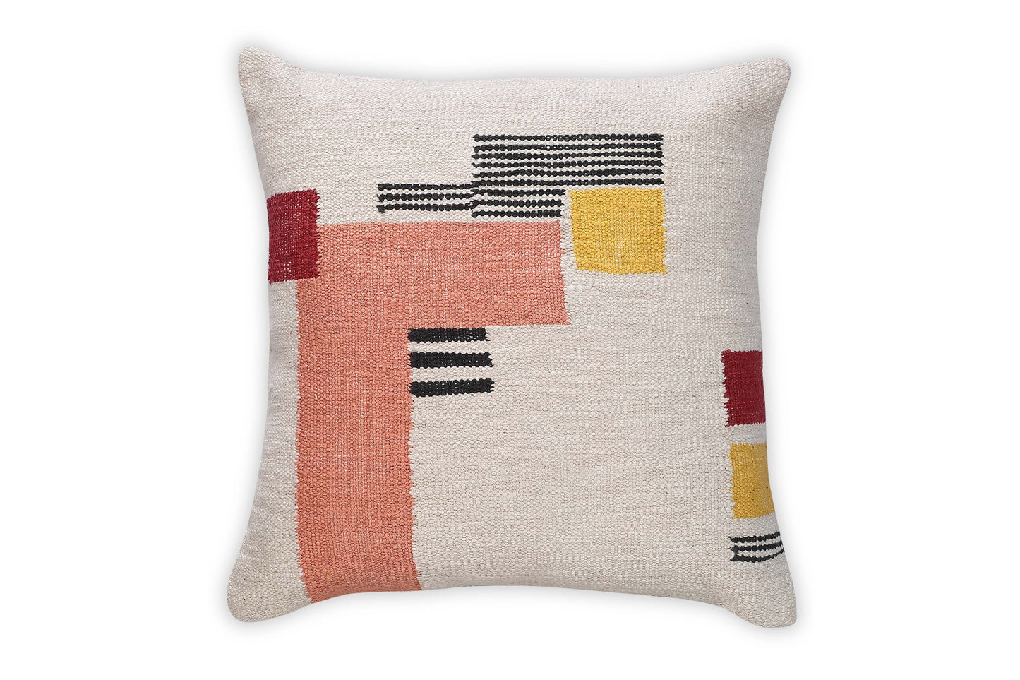 Rani Handwoven Patch Pillow, Pink - 18x18 Inch by The Artisen - Sumiye Co