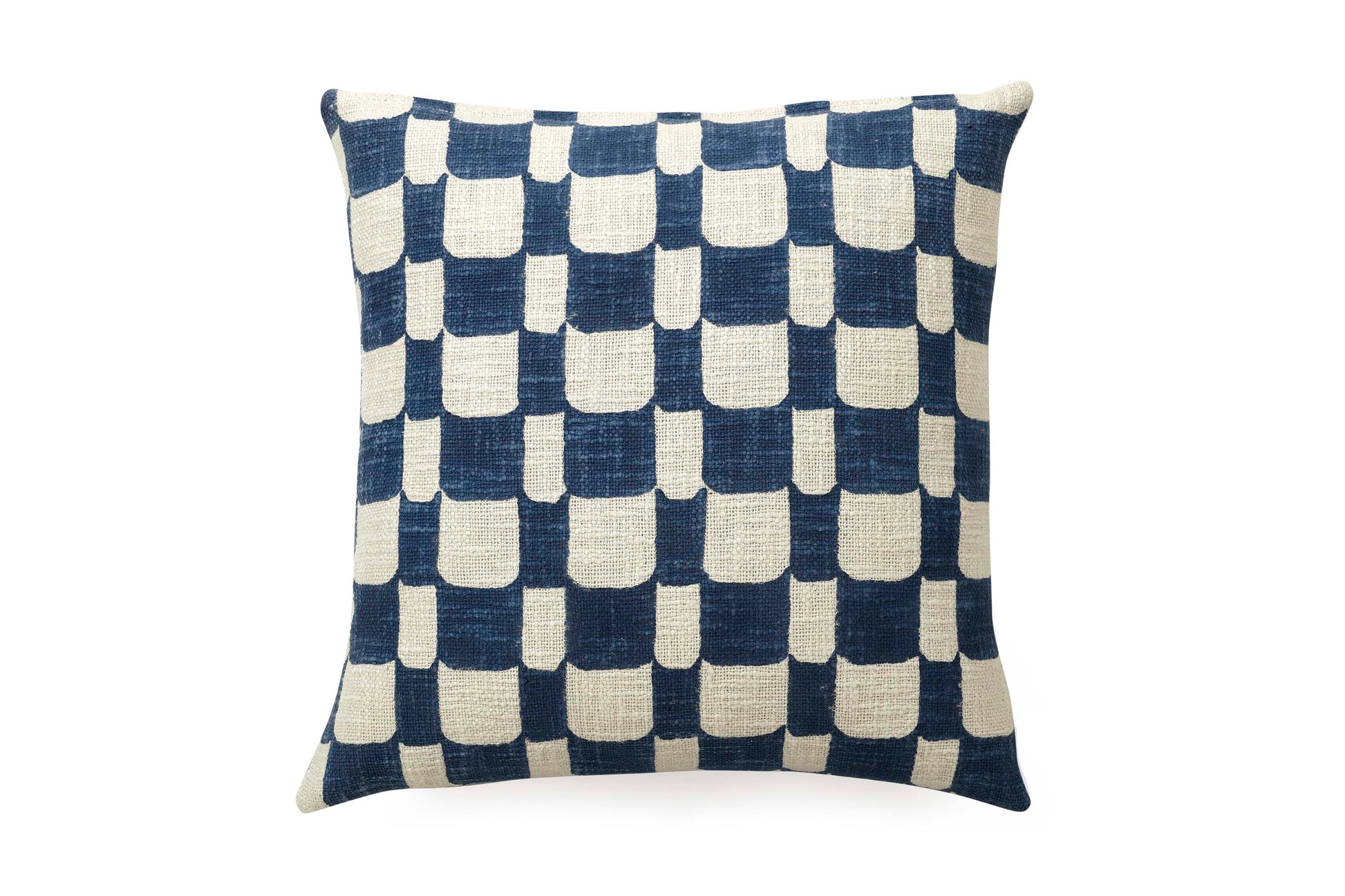 Aaakar Checkered Block Printed Pillow, Indigo - 18x18 inch by The Artisen - Sumiye Co