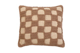 Tarika Checkered Crochet Accent Pillow, Beige- 18x18 Inch - Sumiye Co