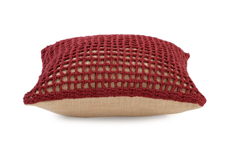 Almohada decorativa de crochet Tarika Net, color rojo vino, 45,7 x 45,7 cm