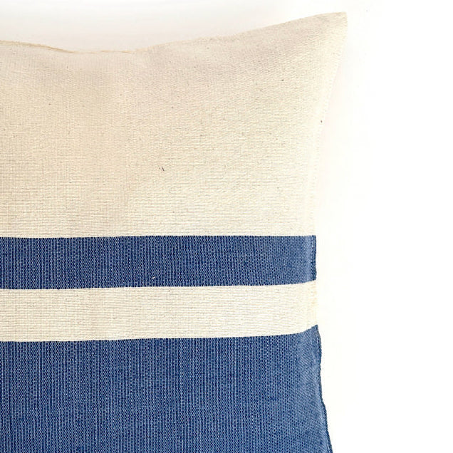 Nativa Woven Throw Pillow Cover  - Natural with Blue | Oaxaca - Sumiye Co