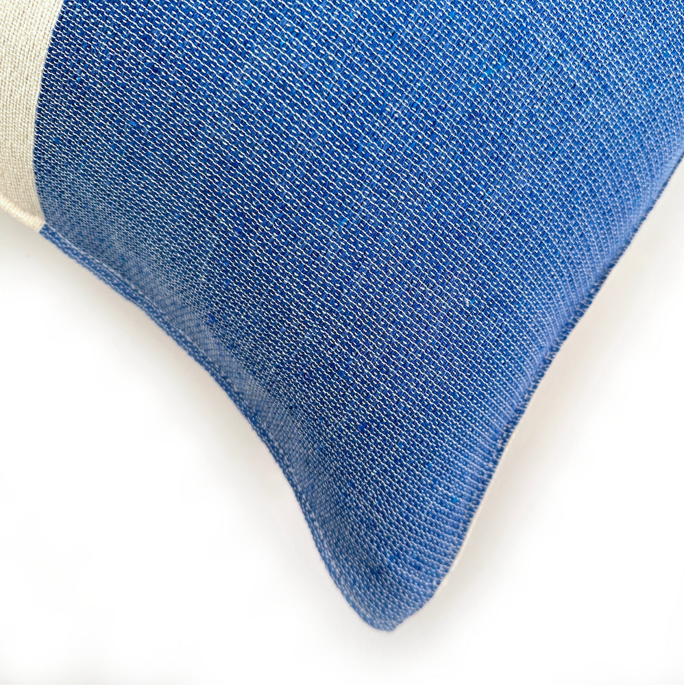 Nativa Woven Throw Pillow Cover  - Natural with Blue | Oaxaca - Sumiye Co