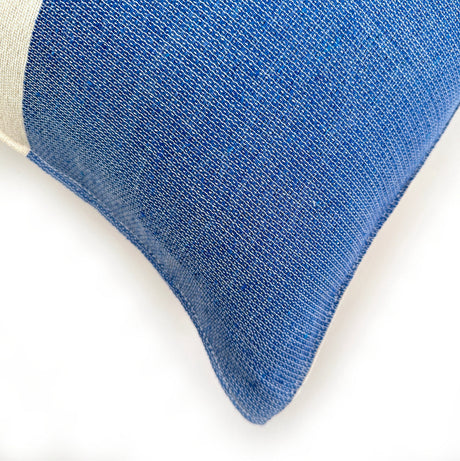 Nativa Woven Throw Pillow Cover  - Natural with Blue | Oaxaca - Sumiye Co
