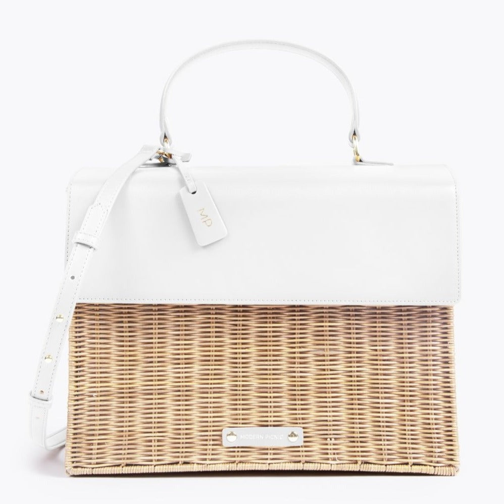 The Large Luncher - White Wicker | Designer Lunch Bags & Totes