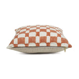 Checkered Block Printed Pillow - Rust - Sumiye Co