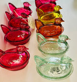 Nesting Hen Bowl & Lid - Orange (Set of 6) | Hand Blown Glass