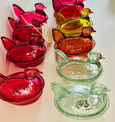 Nesting Hen Bowl & Lid - Clear (Set 6) | Hand Blown Glass - Colombia