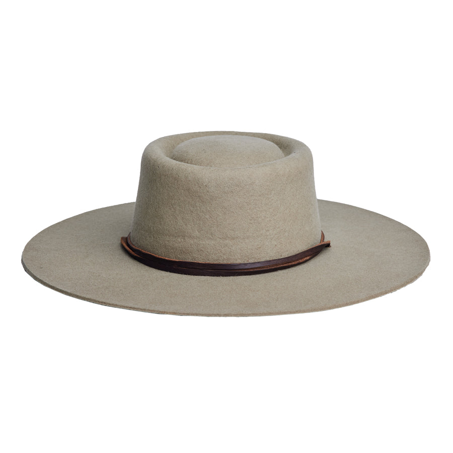 Zoila Wool Boater Hat - Taupe - Sumiye Co