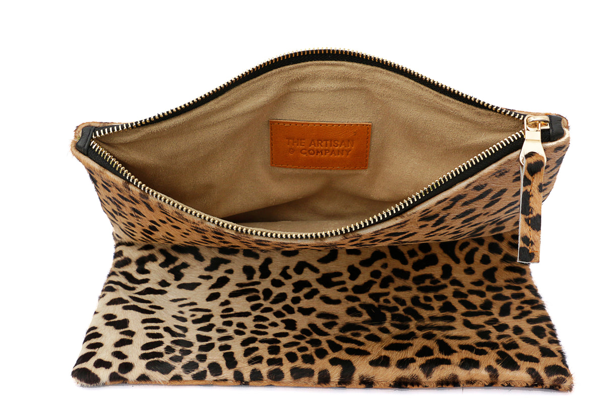 Leopard Print Leather Clutch | Ethically Sourced Hides