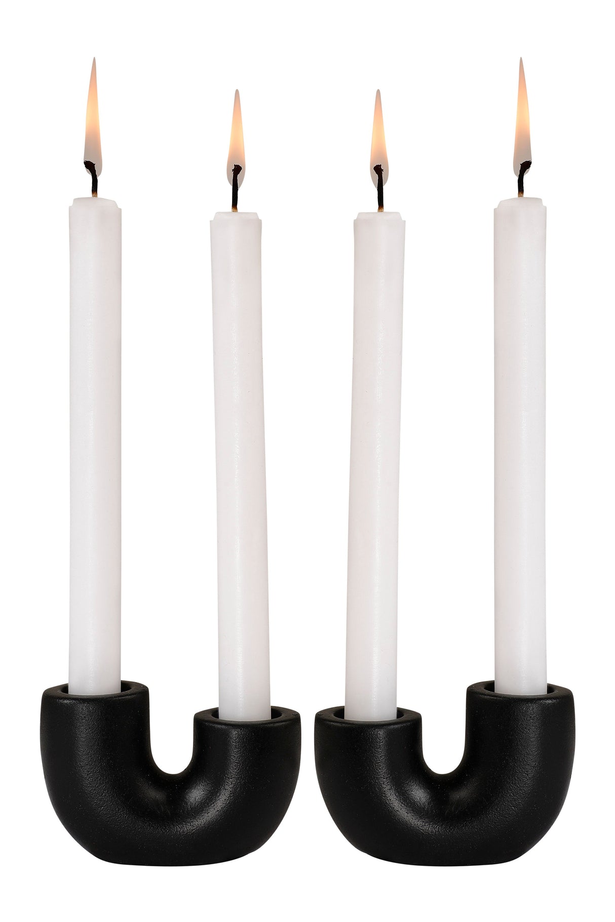 Nordic Style U Shaped Concrete Candle holder-  Black, 2x2.5 Inch  (Set of 2)