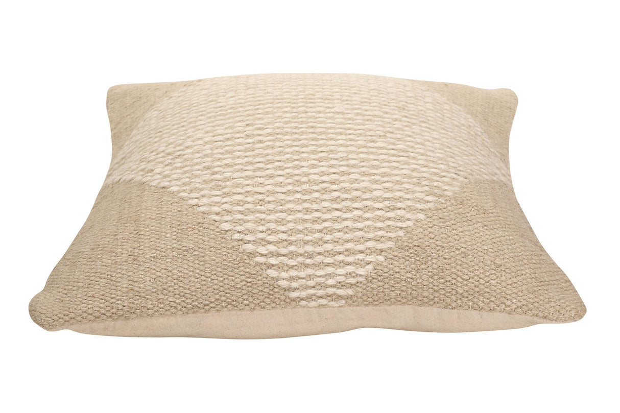 GoodWeave Certified Diagonal Stripe Wool Pillow - Biscotti ,18x18 Inch by The Artisen - Sumiye Co