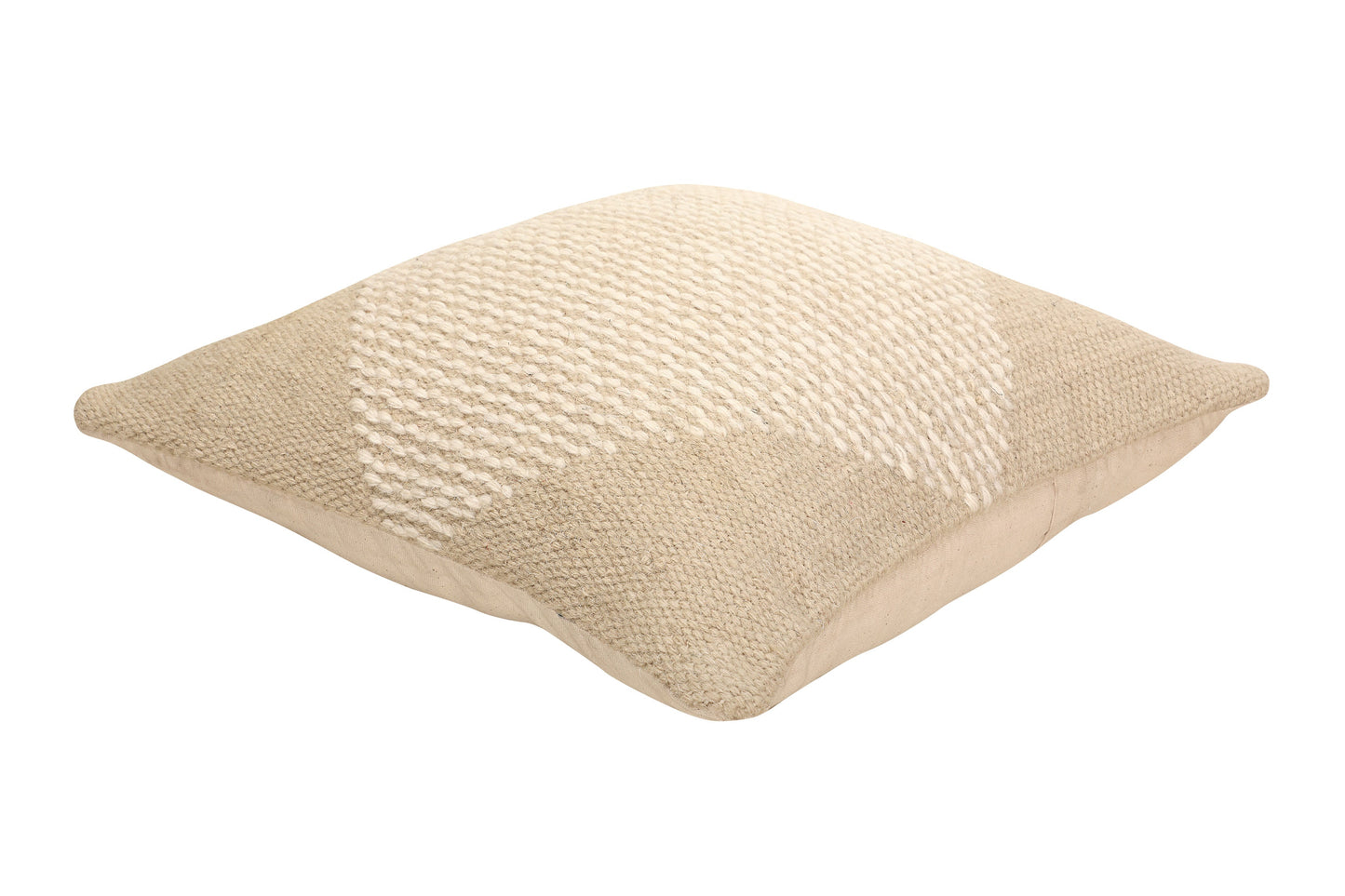 GoodWeave Certified Diagonal Stripe Wool Pillow - Biscotti ,18x18 Inch by The Artisen - Sumiye Co