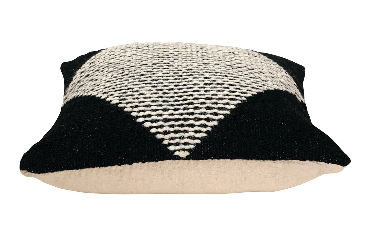 GoodWeave Certified Diagonal Stripe Wool Pillow - Black, 18x18 Inch by The Artisen - Sumiye Co