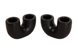 Nordic Style U Shaped Concrete Candle holder-  Black, 2x2.5 Inch  (Set of 2)