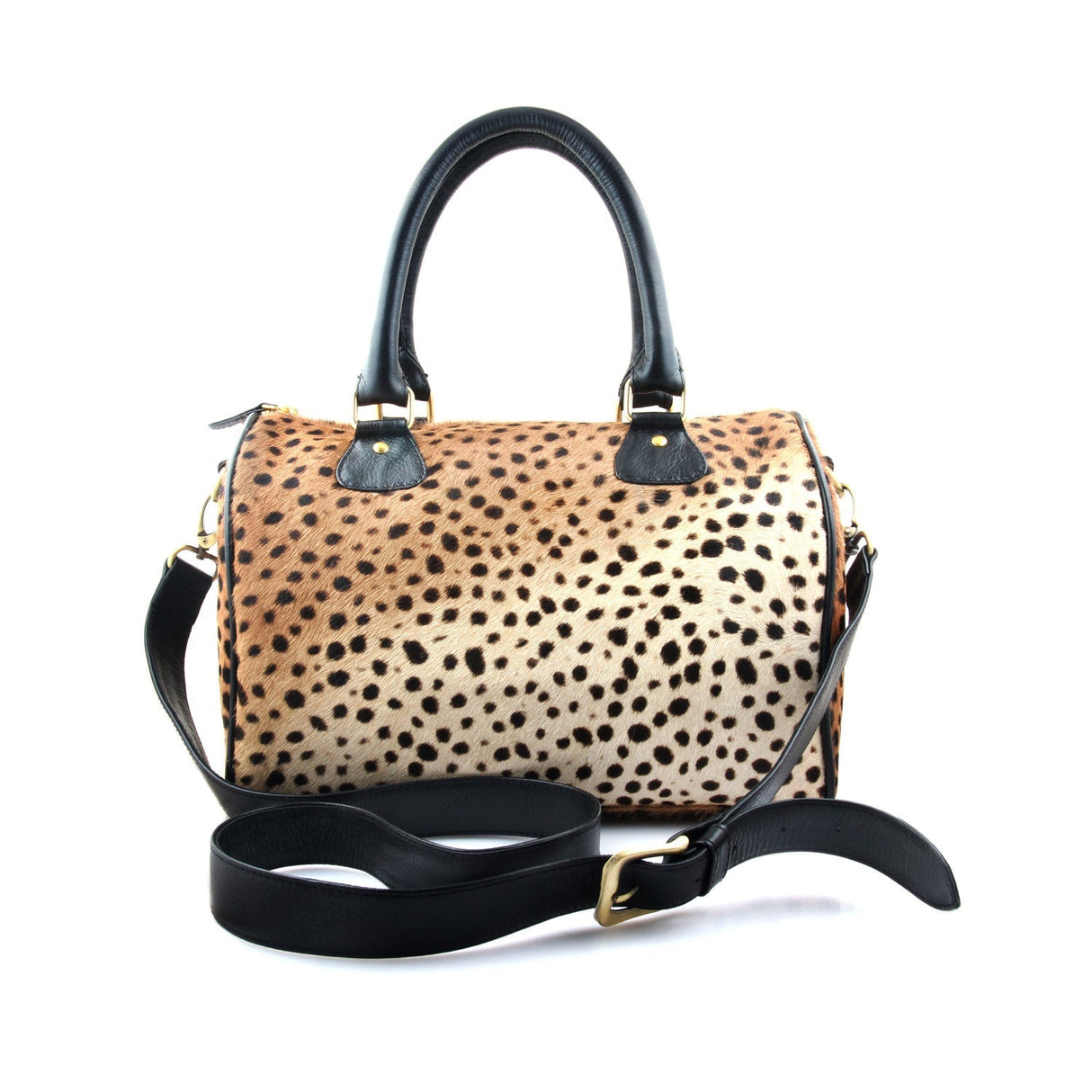 Leopard Print Leather Barrel Bag  | Ethically Sourced Hides