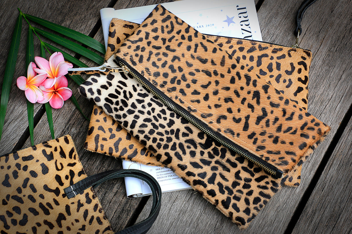 Leopard Print Leather Clutch | Ethically Sourced Hides