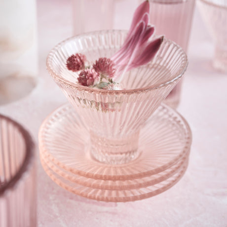 Pink Glass Small Plates - Set of 6