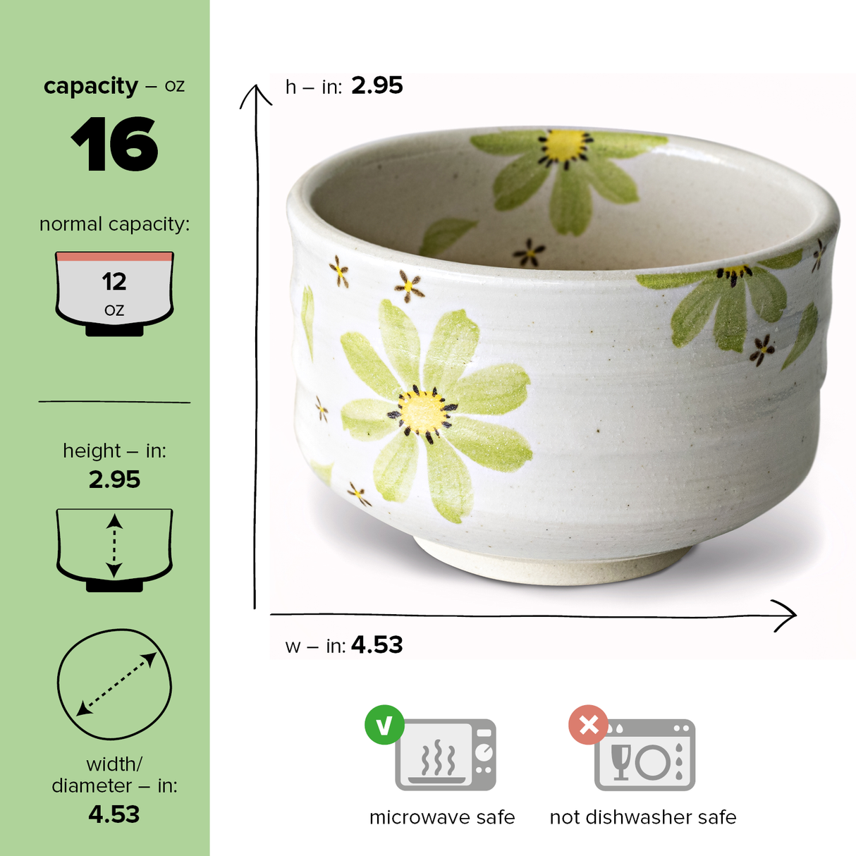 Green Flowers Matcha Bowl | Tea Ceremony