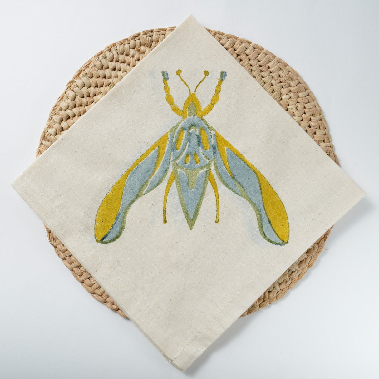 Twilight Elephant Moth  - Hand Block Printed Napkin