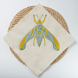 Twilight Elephant Moth  - Hand Block Printed Napkin