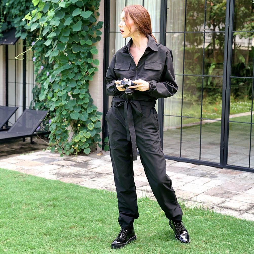 Amelia Recycled Travel Jumpsuit Black