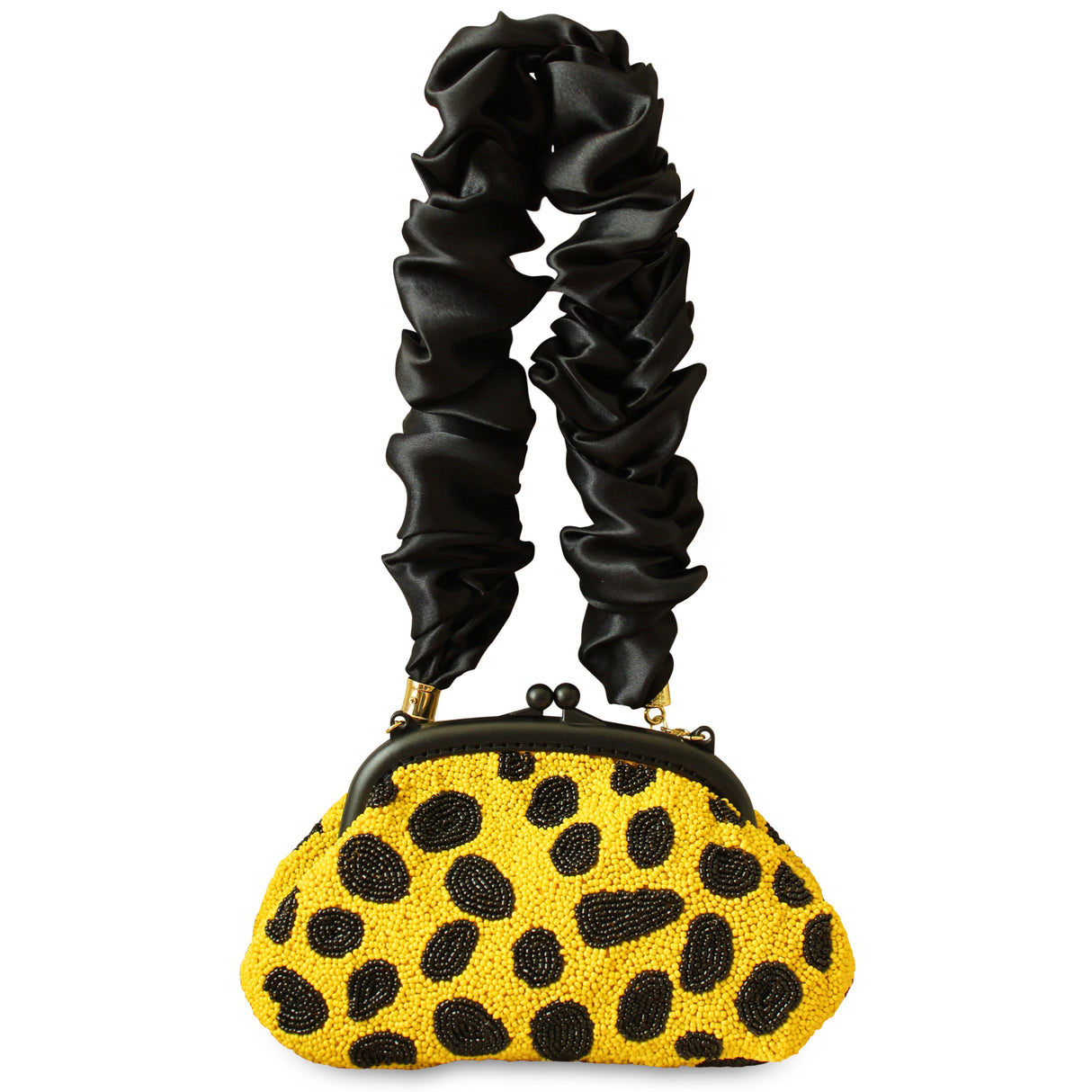 Hand-beaded Clutch Bag In Black & Yellow - Sumiye Co