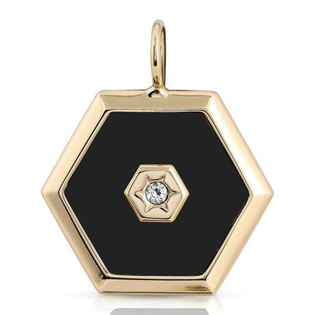 Ashley Black Enamel & Crystal Pendant Necklace - Sumiye Co