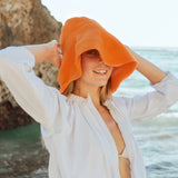 Crochet Sun Hat In Tangerine Orange - Sumiye Co