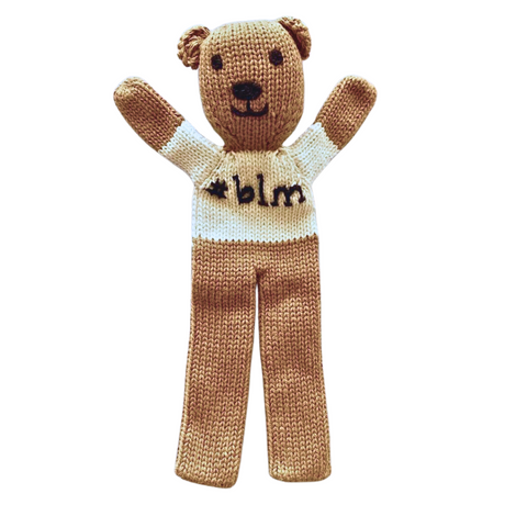 Organic Baby Toy - Bear Soother with "#BLM" 7.5" by Estella - Sumiye Co