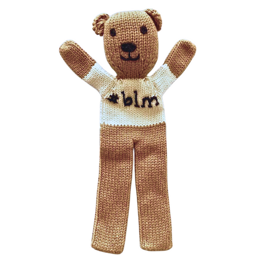 Organic Baby Toy - Bear Soother with "#BLM" 7.5" by Estella - Sumiye Co