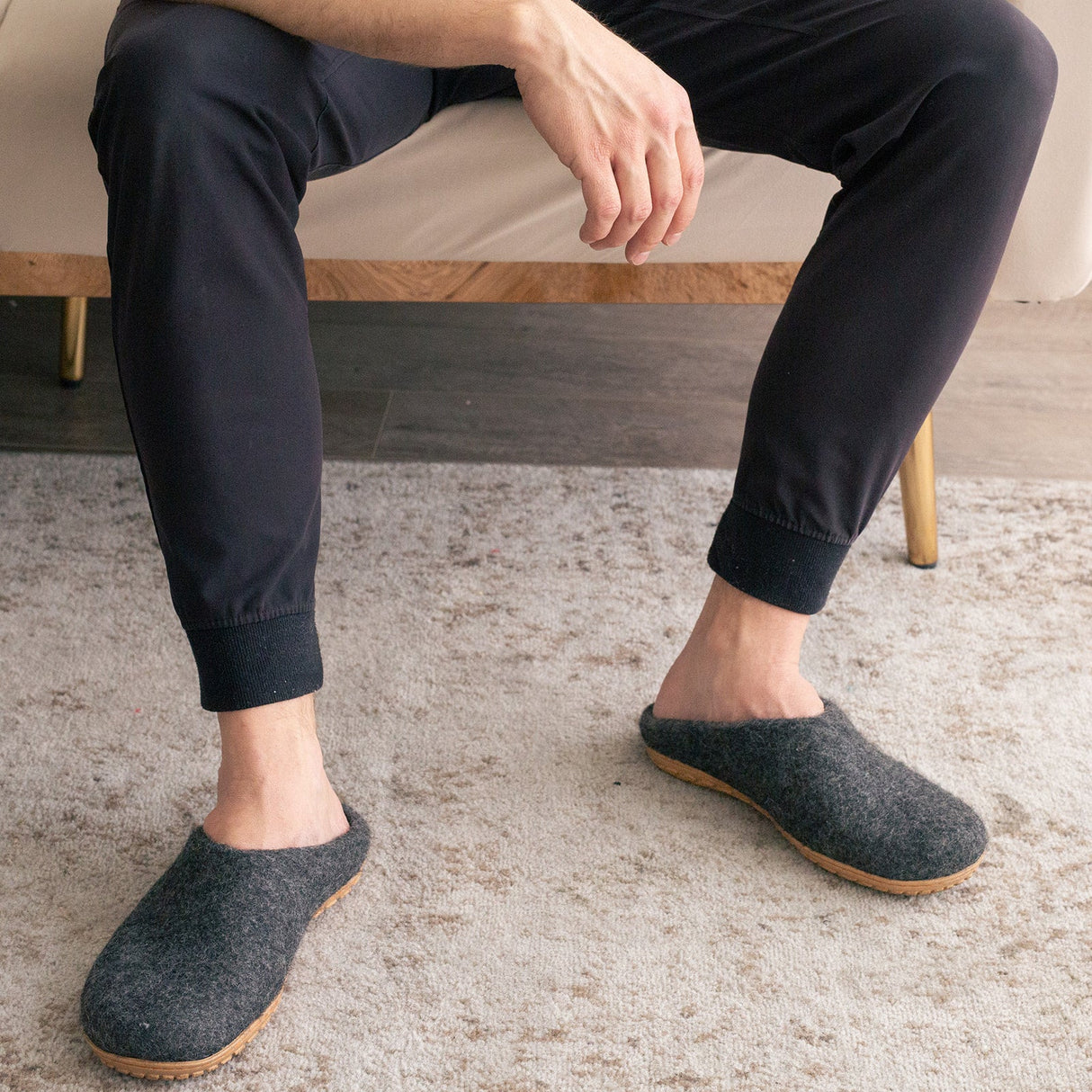 Stone Gray | Mens Organic Merino Wool Slippers - Sumiye Co