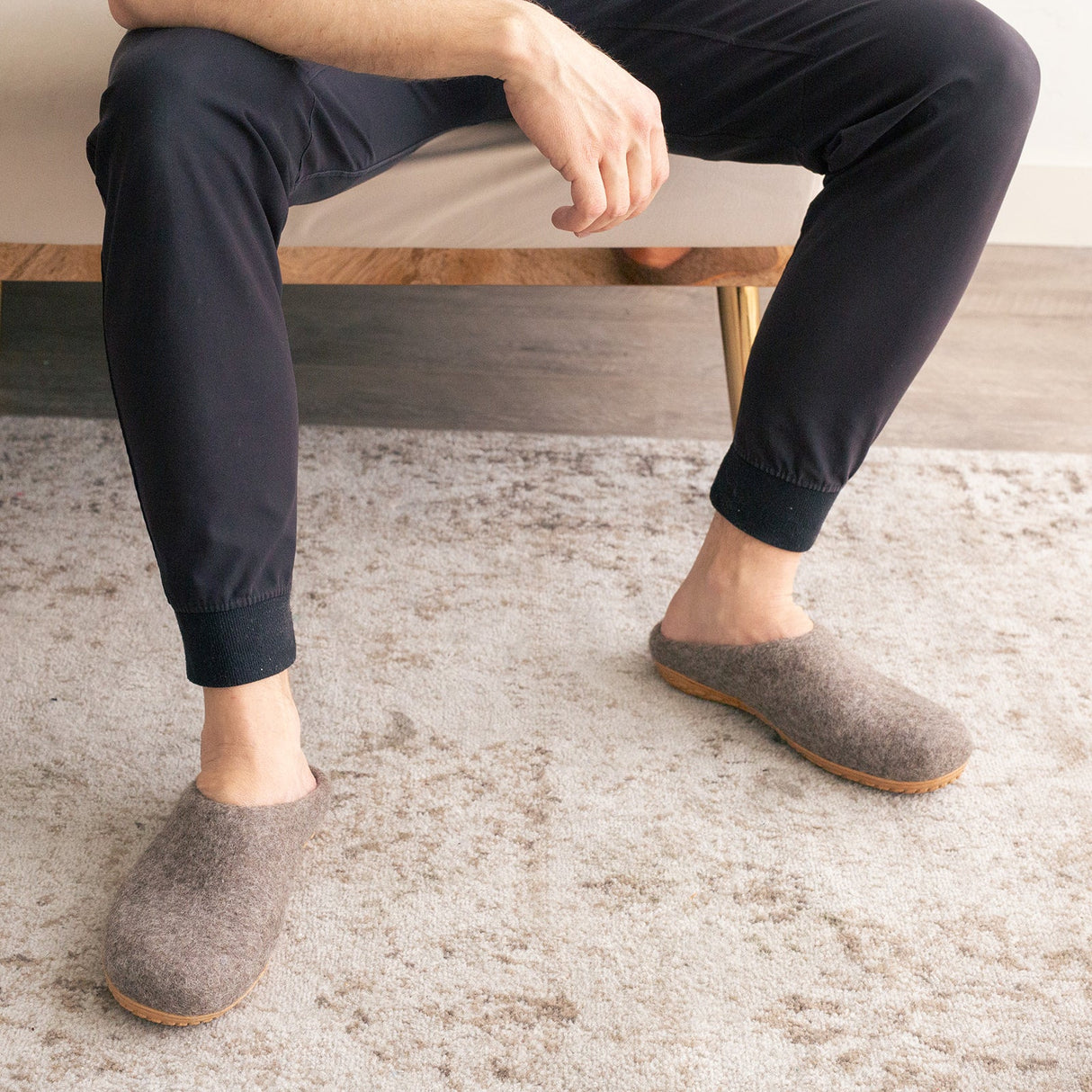 Earth Brown | Mens Organic Merino Wool Slippers - Sumiye Co