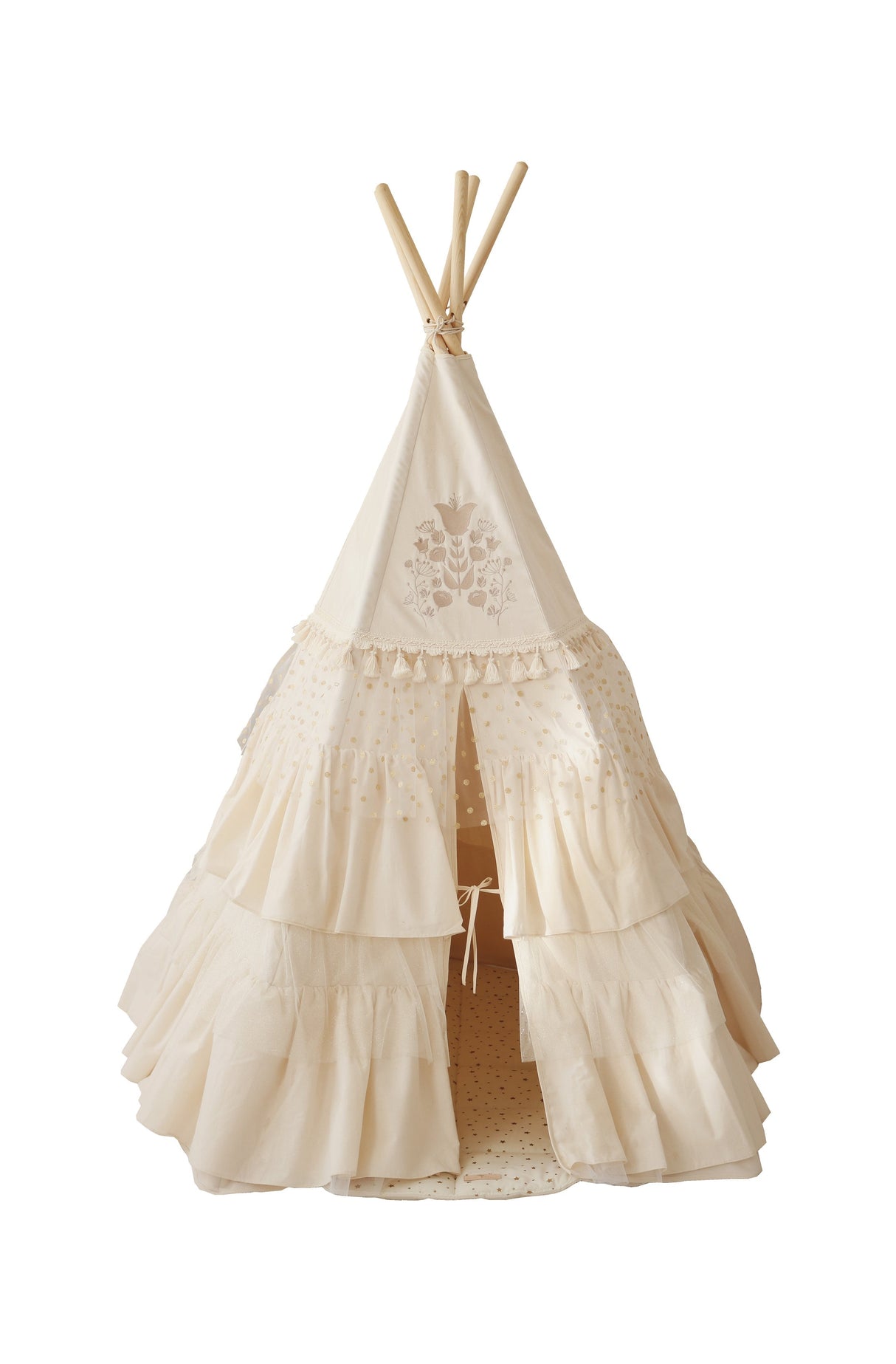 Teepee Tent “Boho” with Frills + "Caramel" Mat with Frill Set - Sumiye Co