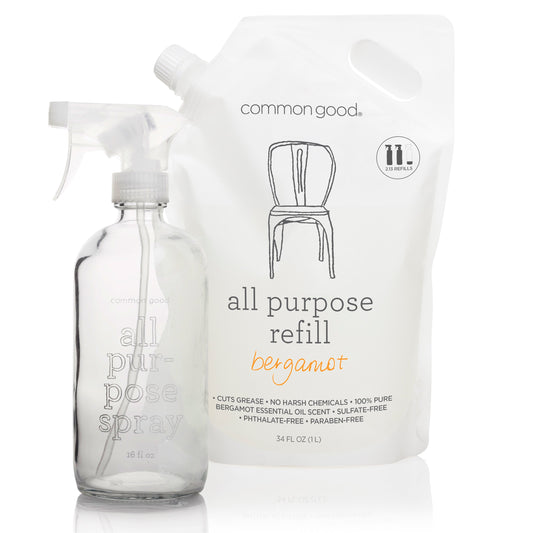 All Purpose Cleaner Refill Pouch and Glass Bottle Set by Common Good