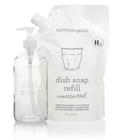 Dish Soap Refill Pouch and Glass Bottle Set by Common Good