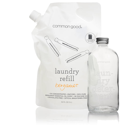 Laundry Detergent Refill Pouch and Glass Bottle Set by Common Good