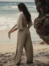 Skye Palazzo Pants - Khaki Green - Sumiye Co