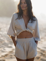 Bali Wrap Top - Oatmeal