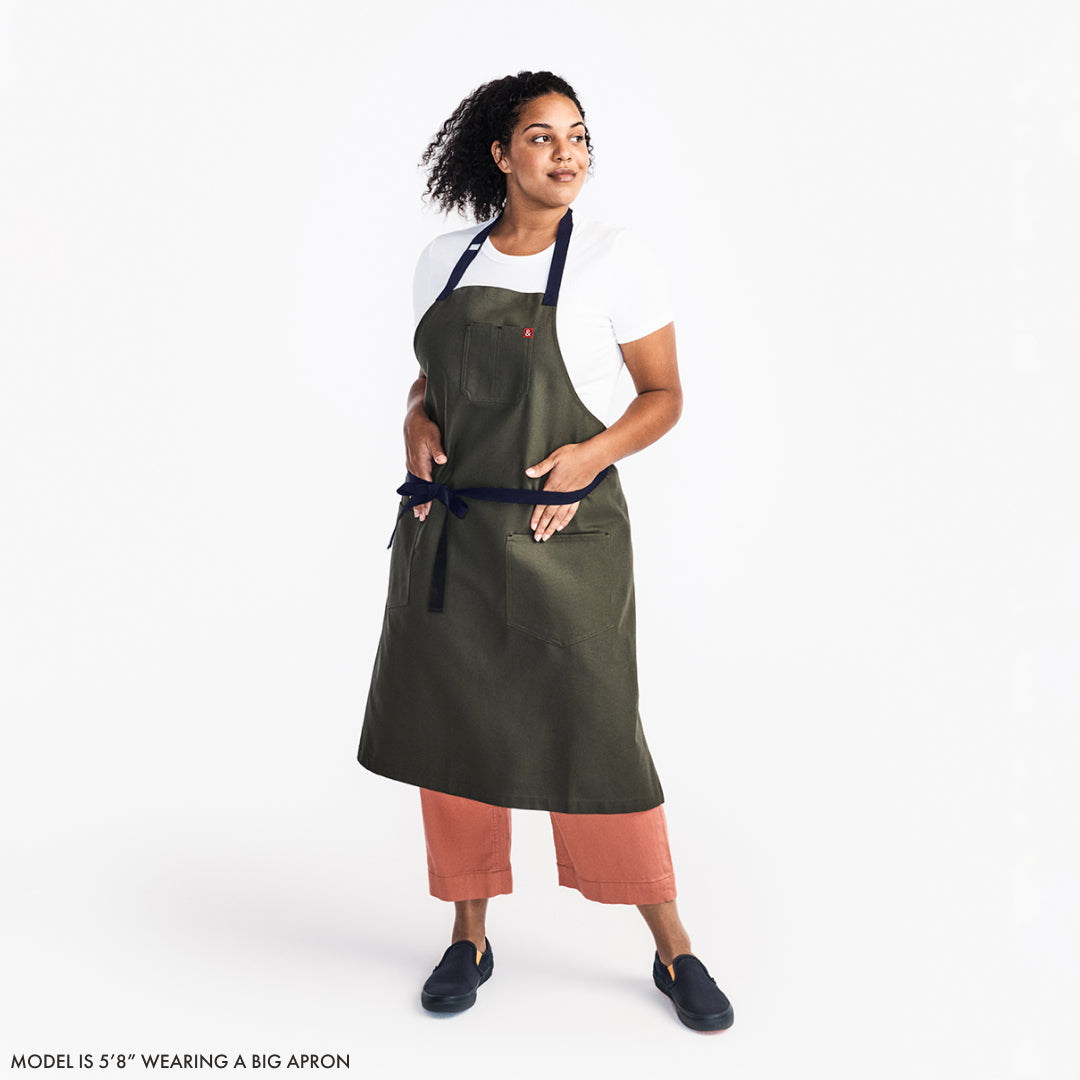 The Big Apron - Olive Green with Black Straps - Sumiye Co