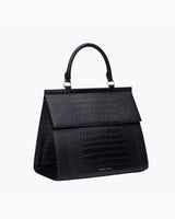 The Large Luncher - Black Croc | Designer Lunch Bags & Totes