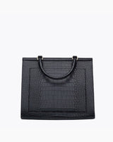 The Large Luncher - Black Croc | Designer Lunch Bags & Totes