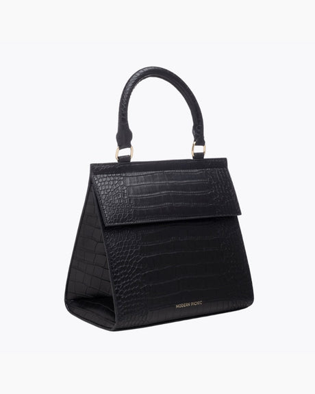 The Luncher - Black Croc | Designer Lunch Bags & Totes