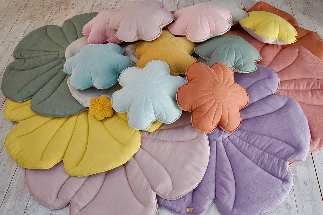 Flower Pillow Linen "Sandy Lily" | Kids Room & Nursery Decor - Sumiye Co
