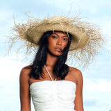 Frayed Straw Hat In Nude - Sumiye Co