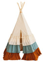 Teepee Tent “Circus” with Frills + "Caramel Candy" Mat Set - Sumiye Co