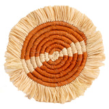 Earthen Craft Fringed Coasters - Earth Orange, Set of 4 | Home Decor - Sumiye Co