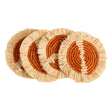 Earthen Craft Fringed Coasters - Earth Orange, Set of 4 | Home Decor - Sumiye Co