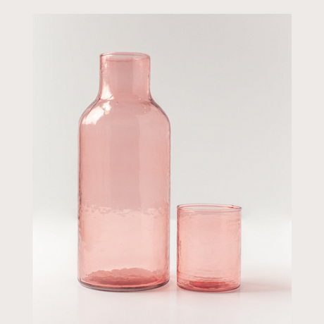 Glass Carafe & Drinking Glass - Blush