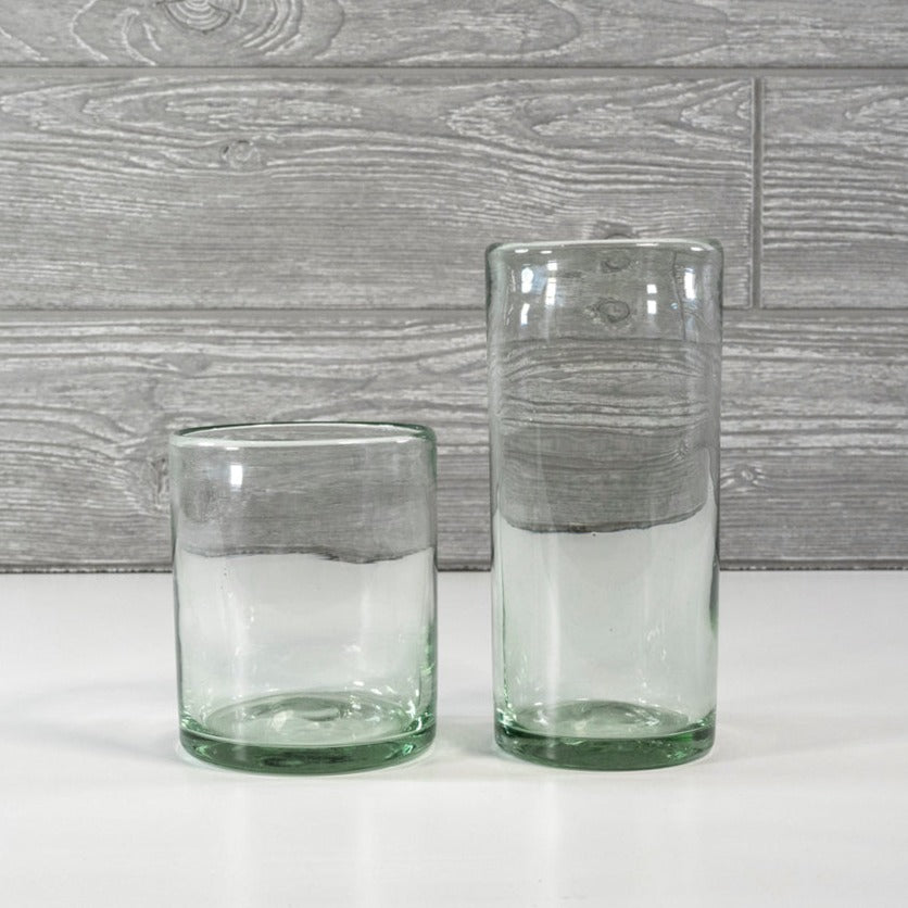 Handblown Clear Glasses - Set of 4 | Short 13oz or Highball 16oz - Sumiye Co