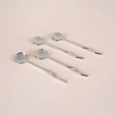 Stainless Silver Finish Cutlery - Set of 4 | Artisan Made - Sumiye Co